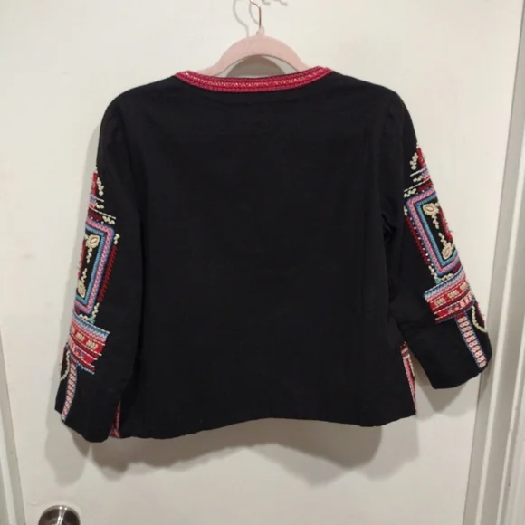 Anthropologie Red and Black Embroidered Blazer - Picture 7 of 7